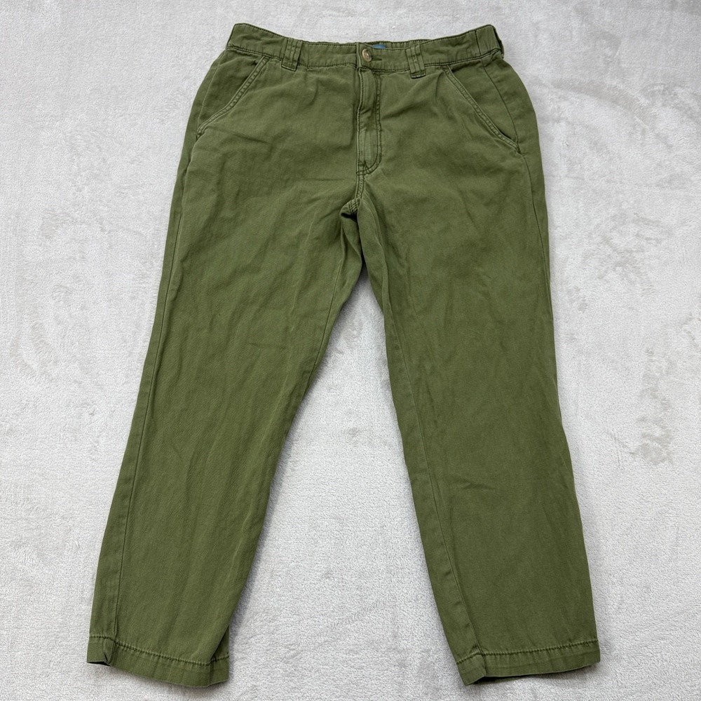 JAG Chino Tailored Cropped Pants Womens 6 Olive Green Excellent Cotton Linen Mix